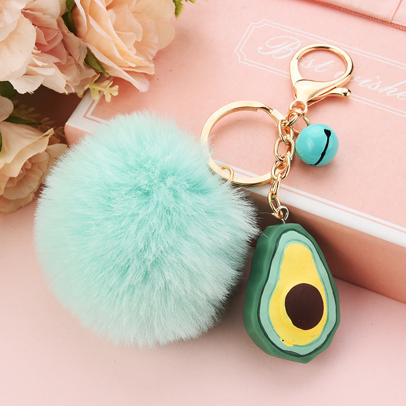 Wholesale Cute Cut Geometric Fruit Fur Ball Keychain Candy Color Plush Doll